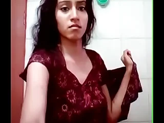 Indian teen girl rinsing nude