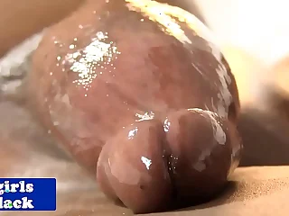Chunky black shemale masturbating